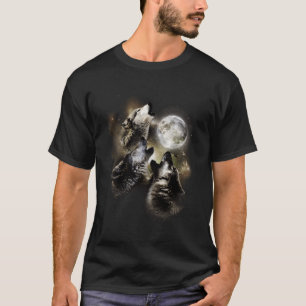 Three Wolves Howl At The Moon Wolf T-Shirt