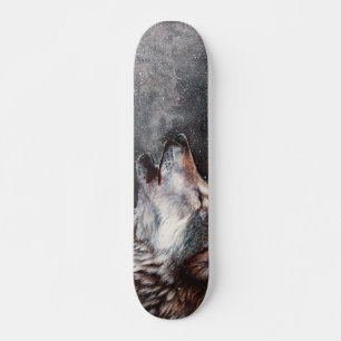 Three Wolves Howling Skateboard