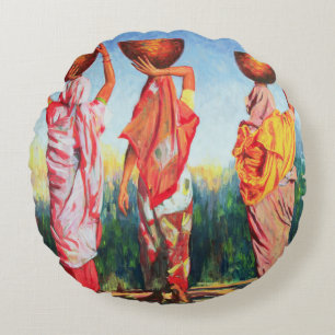 Three Women 1993 Round Pillow