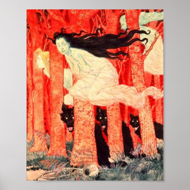 Three Women And Three Wolves Grasset Eugene Poster (Front)