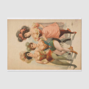 Three women in tights and feathers Vintage Tissue Paper