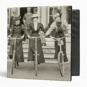 Three women on bicycles, early 1900s (b/w photo) binder
