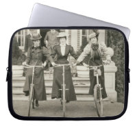 Three women on bicycles, early 1900s (b/w photo)