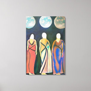 Three Women, Three Moons Canvas Print