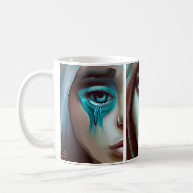 Three Women's Faces AI Generated Art Coffee Mug (Left)