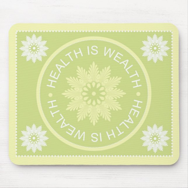 Three Word Quotes ~Health Is Wealth~ Mouse Pad (Front)