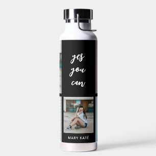 Three Words Collage EDITABLE COLOR Water Bottle