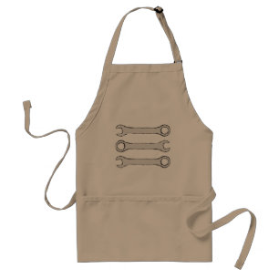 Three Wrenches. Grey and Black. Standard Apron