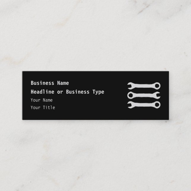 Three Wrenches in Light Grey. Mini Business Card (Front)