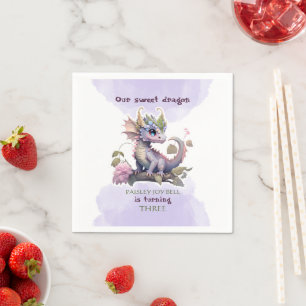Three Year Old Girl Dragon Napkin