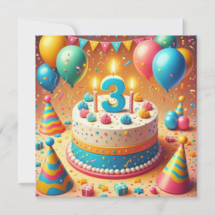three years old birthday invitation