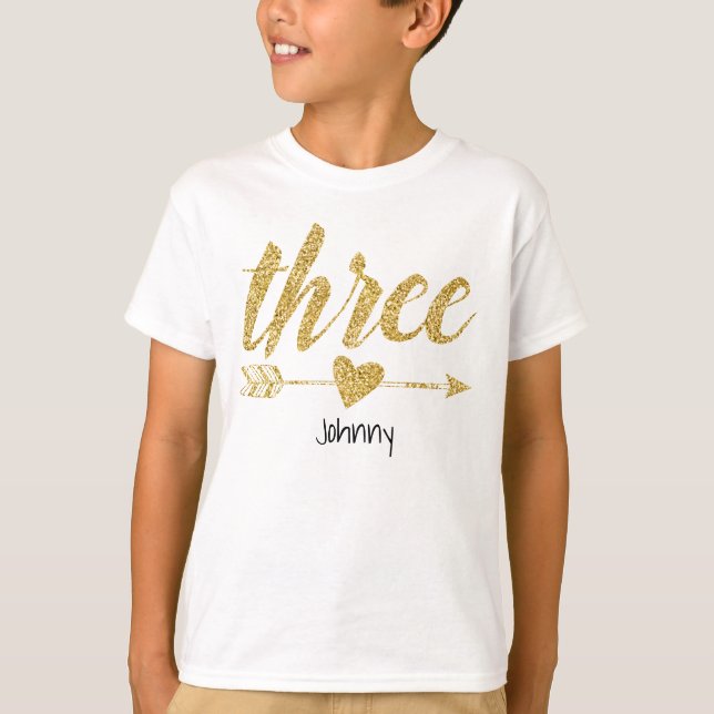 Three Years Old|Glitter-Print Personalized T-Shirt (Front)