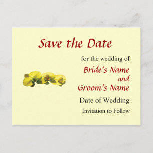Three Yellow Orchids Save the Date Announcement Postcard