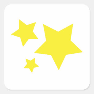 Three Yellow Stars Design  Square Sticker
