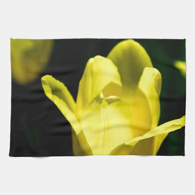 Three Yellow Tulips Kitchen Towel (Horizontal)