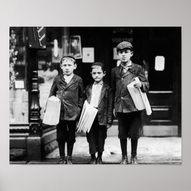 Three Young Newsies - Lewis Hine - Philadelphia  Poster (Front)