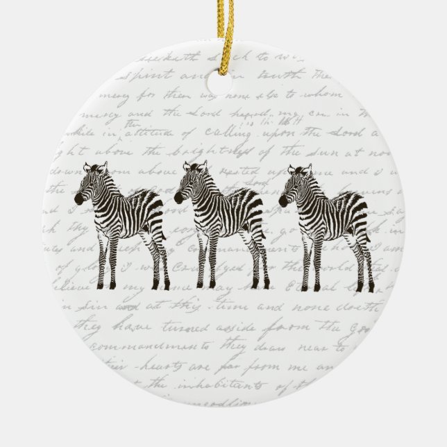 Three Zebras Ceramic Ornament (Front)
