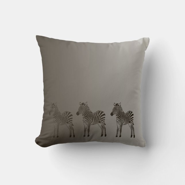 Three Zebras Throw Pillow (Front)