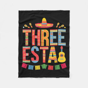 Threeesta 3rd birthday fiesta sombrero mexican fleece blanket