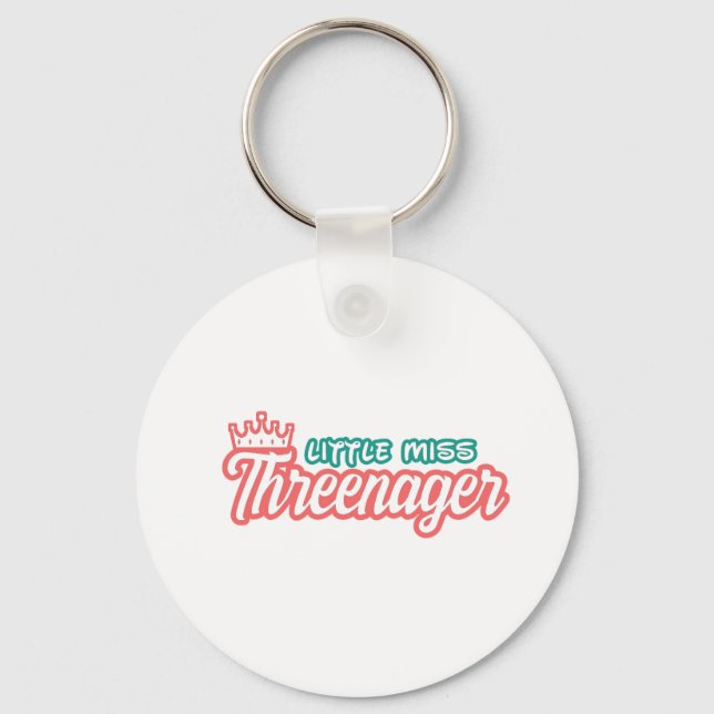Threenager Little Miss Keychain (Front)
