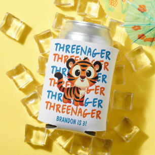 Threenager Tiger Boy 3rd Birthday Party Can Cooler