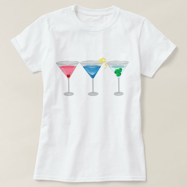 Threetinis Assorted Martinis T-Shirt (Design Front)