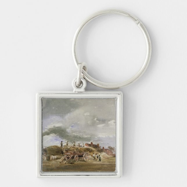Threshing Corn (pencil & w/c on paper) Keychain (Front)