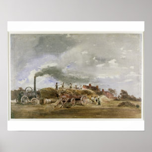 Threshing Corn (pencil & w/c on paper) Poster