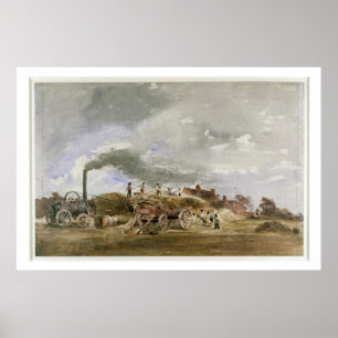 Threshing Corn (pencil & w/c on paper) Poster