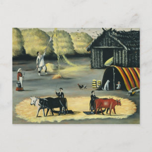 Threshing the floor in a Georgian country Postcard