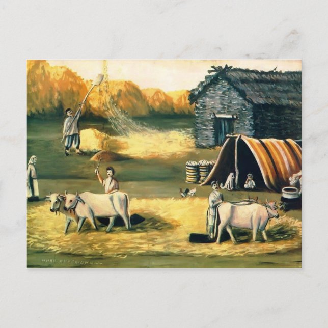Threshing Yard. Evening. by Niko Pirosmani Postcard (Front)