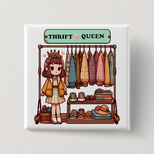 Thrift Queen 2 Inch Square Button