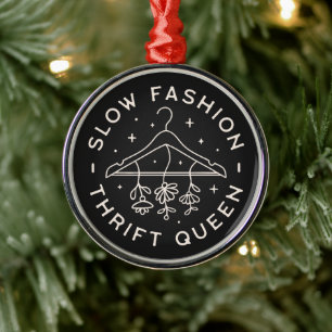 Thrift queen slow fashion thrifting girly black metal ornament