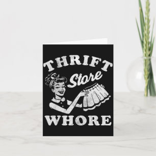 Thrift Store Vintage Smiling Woman Shopng Card