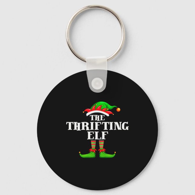 Thrifting Elf Matching Family Group Christmas Part Keychain (Front)