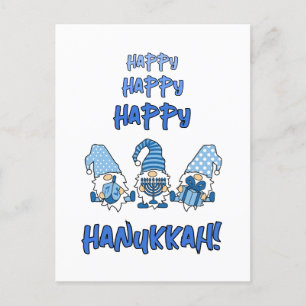 Thrifty Personalized Happy Hanukkah Holiday Gnome Postcard