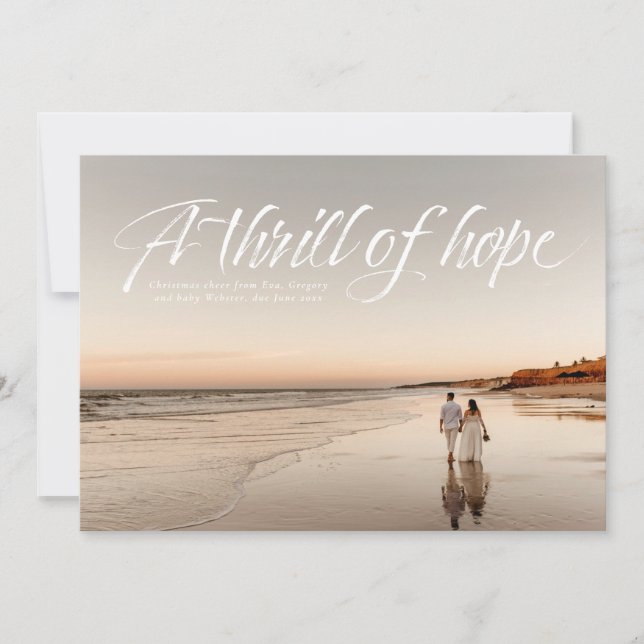 Thrill of hope modern script religious photo holiday card (Front)