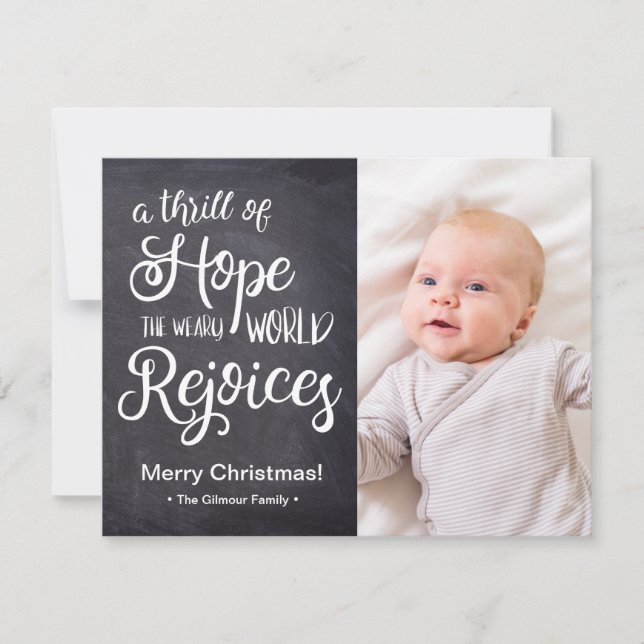 Thrill of Hope the weary world rejoices New Baby Holiday Card (Front)