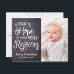 Thrill of Hope the weary world rejoices New Baby Holiday Card<br><div class="desc">Introducing our Thrill of Hope the Weary World Rejoices New Baby Holiday Card, a perfect way to celebrate the joy of Christmas and the arrival of your new baby. This personalized flat card features the beautiful words "A thrill of hope the weary world rejoices" presented on a chalkboard background. Customize...</div>