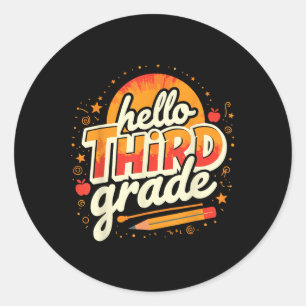 Thrilled To Be In Third Grade, School Outfit Classic Round Sticker