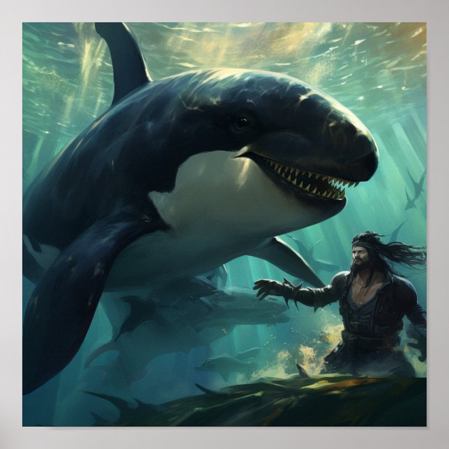 Thrilling Clash: Gigantic Orca vs. Jack Sparrow 2  Poster (Front)