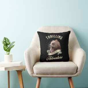 Thrilling Family Adventure Bear Wilderness Throw Pillow