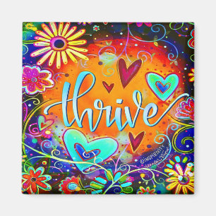 Thrive Floral Pretty Hearts Colourful Inspirivity Magnet