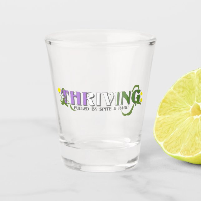 Thriving Genderqueer Pride Shot Glass (Front)