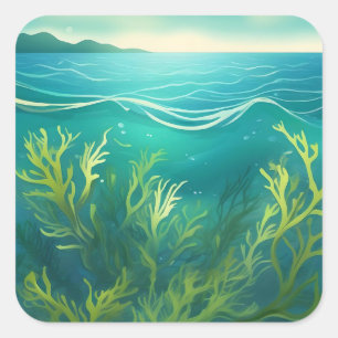 Thriving seaweed in a healthy ocean. square sticker
