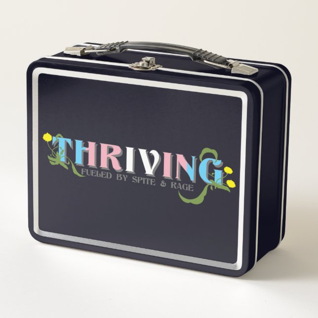 Thriving Trans Pride Metal Lunch Box (Front)