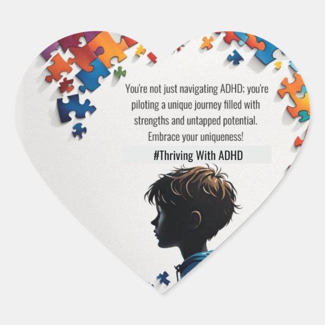 Thriving With ADHD* Anders Osborne PhD. Heart Sticker (Front)