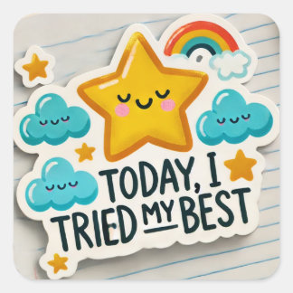 Thriving With ADHD* Today I Tried My Best Square Sticker