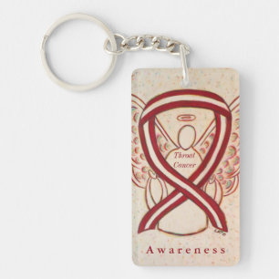 Throat Cancer Angel Awareness Ribbon Keychain
