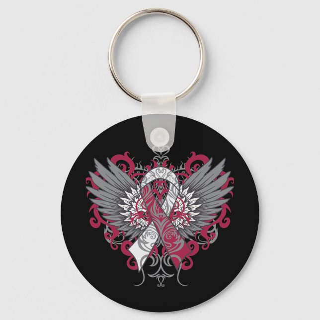 Throat Cancer Cool Wings Keychain (Front)